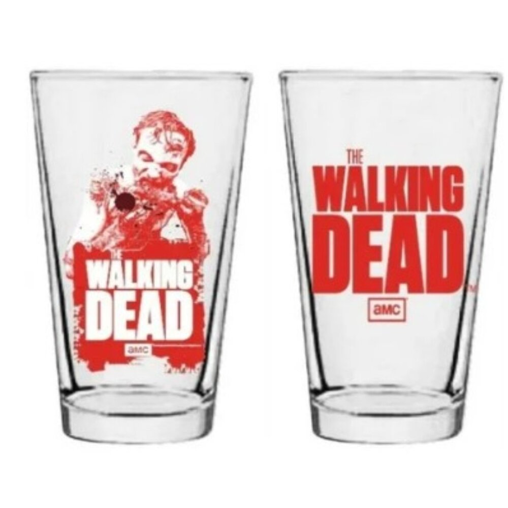 Walking Dead Zombie Pint Glass Set 16 oz Pop Culture Drinkware